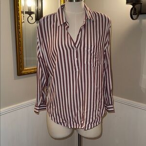 Rails Burgundy and White Striped Shirt. Small. Like new.